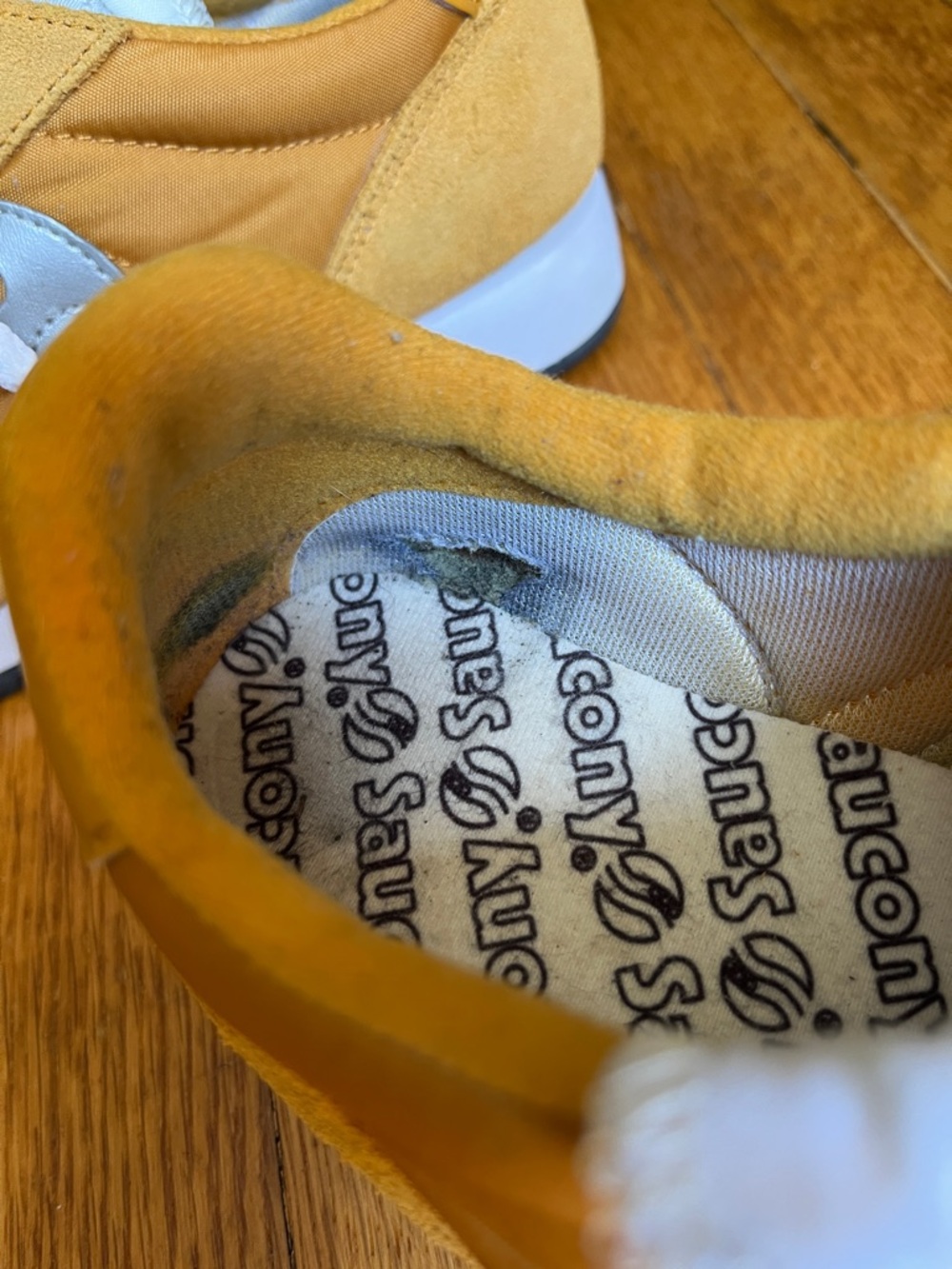 Saucony Jazz Originals Retro Suede and Textile Mustard Yellow Runner Sneakers - Picture 8 of 8